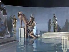 That's how gods in Olympus usually fuck! Smoking hot blond siren Keri Sable is being staged in ancient Greek time porn with that strong man!