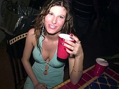 Get a load of this hot part scene where this smoking hot brunette sucks on big cocks after getting drunk and getting really horny.