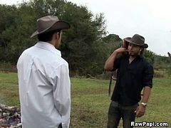 Two horny gay latinos having hard anal sex at ranch. Enjoy sucking the long hard cock and fucking the tight ass hole in the nastiest way and gives a cumshot in the end