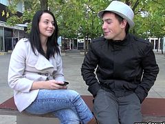 Witness this amateur video where a brunette teen, with natural boobs wearing socks, gets fucked hard by a good boy and she moans loudly.