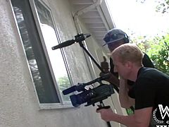 Cristina loves to fuck, but she has no idea that this time, she's being filmed by these two guys on the other side of the window. The ebony babe grabs this guy's dick and sucks it. She then puts her big, round booty on top of him and rides his cock with lust. What will happen when she will found out she was filmed?