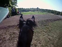 Girl wear a helmet cam