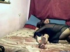 Two slutty and kinky whores with big melons and fat bodies give a blowjob to their buddy. Have a look in steamy The Indian Porn sex video.