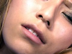 Lovely Japanese lady Sakura Kiryu kneels down in order to give blowjob to her boy. Cutie lies on her back and gets her tight hairy pussy fucked missionary style.