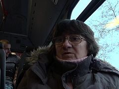 This sexy chick is wearing a pair of grey leggings that show off her sexy ass while she's taking a ride in the bus, Unbeknownst to her a creepy guy walks up behind her and rubs her ass, but she doesn't mind. While her tits are being shown a granny watches the action. It's time for her suck cock.