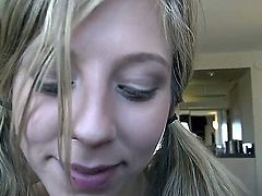 Stunning angel Chastity Lynn looks so innocent and horny at the same time, seeing the big dick of Manuel Ferrara she quickly crawls to him begins sucking it very hard on the floor.