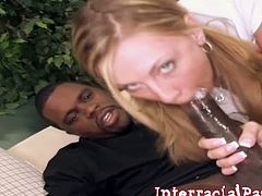 Sweet blonde McKenzie Michelle is quite good at slobbering on a black knob and at pushing her pussy towards it. She gets really wet when she sees this cock.