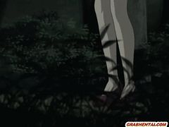 Virgin hentai cutie brutally poked by stranger in the forest