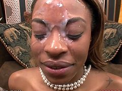 This light haired jadish bitch with big titties kneeled down and set to perform her thirsting dude nice blowjob.Afterwards she got rewarded by galore of sperm juice right on her face. Take a look at this hot ebony hoe in My XXX Pass porn video!