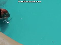 Porn Weekends brings you an amazing free porn video where you can see how a naughty brunette teases on the pool while assuming some very interesting poses in this free porn video.