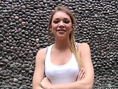 Jessie Andrews' breathless bukkake adventures. No matter how many guys crowd around her petite body, she's ready to suck them all!  It goes on long enough, a couple guys lay her back so she can get her pussy licked.