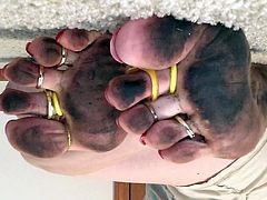 Shayna's Dirty Feet and Long Red Toenails