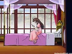 Horny anime skank is having fun with a long-haired man indoors. The dude eats the girl's pussy and then smashes it in missionary and other positions.