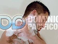 Dominic Pacifico shows his big muscles in the bathroom and gets immediately to the point. He starts to jerk off his meaty dong and fucks his favorite fleshlight.