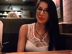 Check out this hot clip where this horny teen Latina shows off her beautiful and natural tits out in public.