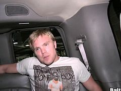 Make sure you have a look at this hot gay scene where these horny fellas please each other in the back of a van after one of them is fooled by a busty babe.