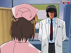 Hot anime bitch wearing a nurse uniform is having some problems with cops. The men ask her to take her clothes off and she unwillingly does it.