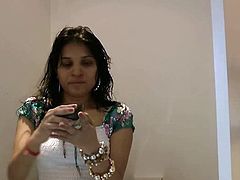 Dark hair Kavya Sharma looks appealing and quite sexy while being filmed with amateur cam
