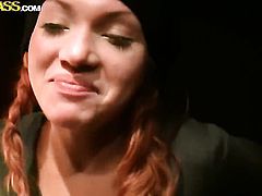 Mayola gets down on her knees to gives blowjob to handsome guy