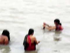 Bathing  in River nice Desi