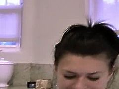 Stunning latina Eva Angelina shows her perfect body in the bathroom. She takes a soapy bath and shows her perfect tits for all of her horny fans out there.