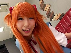 There are some girls really good at pleasing their partners. Usually the exotic beauties coming from Japan. The babe in the video has long orange dyed hair and wears a costume. She seems to enjoy teasing and playing with her lover´s cock from the 69 position. Watch her getting really horny!