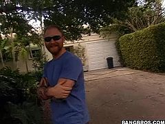 Jamie shows off his amazing body and big cock as he thrusts deep into another guy's tight ass while riding around town in a van.