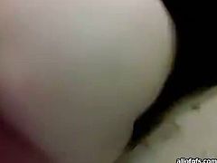 Blue haired punky slut gives head while the guy films the action from POV. He then enters her snatch from behind pounding intensively.