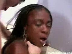 Lil Bit is a black ghetto girl who gets pounded from behind by a white man. He treats her like trash, strangulating her as he fucks her. She takes it all the way.