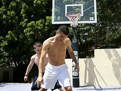 Make sure you don't miss these horny twinks playing some basketball on this hot summer day. They felt super turned on and one got his tight asshole filled with cock.