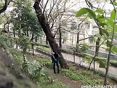 A voyeur catches three Japanese cuties on camera when they pee in public places. Two of them see him, but he keeps on filming them and they keep peeing too.