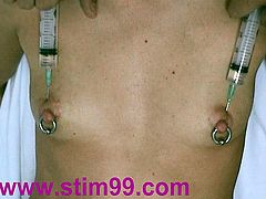 Injection Saline in Breast Nipples Pumping Tits