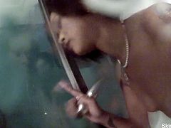 Checkout this ebony babe with nice ass and firm tits Skin Diamond. Watch her dancing around and showing her naked body. She goes to take a shower and masturbates her shaved pussy and gives us a closeup of her peeing. Enjoy!