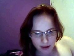 Chubby Teen GF with glasses playing with her Pussy