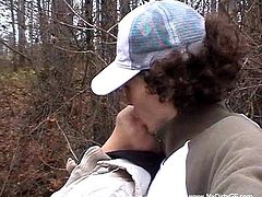 Attractive brunette Nicky is having fun with her BF Markus in the forest. The cutie gives a blowjob to the dude and lets him pound her snatch doggy style.