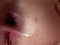 Young babe's shaved little butt hole is close to getting ravished in a harsh fuck adventure at school
