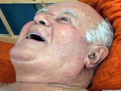 Grey haired still hungry man had the hottest sex in his long life. Today that dumpy fair haired woman with nice titties gave him awesome BJ. Enjoy that steamy oral sex in Fame Digital porn video!