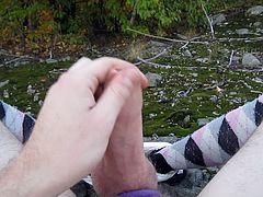 Jerking off in the woods