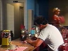 Light and curly haired hooker in uniform served her boss with coffee. He asked some hard deep throat and she set to strip right away. Have a look at that slutty woman in The Classic Porn sex video!