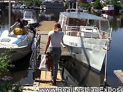 Watch this hot adventure with these three lovely and sexy lesbian babes on a big yacht.See them taking sun baths and spreading sun oil on their hot bodies.That sexy asses and titty babes enjoying themselves.