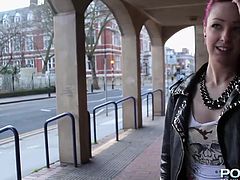 Dolly Kitten is a sexy punk girl with a nice pale skin and natural boobs who doesn´t mind going a bit crazy in public