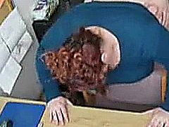 Homemade video tape Chubby fucked hard in the desk