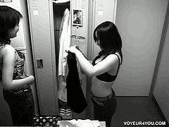 Check out these horny japanese chicks showing off their sexy bodies in the locker room. They dress and undress and don't have a clue that there is a hidden camera.