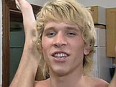 2 cute blond twinks doing all flip flop:sucking, fucking bare and ends with huge facial cum