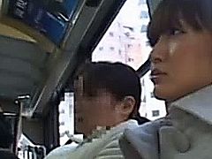 Publicsex asian getting her pussy fingered while on the bus