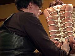 Dan and JD, the Two Knotty Boys, share their final official live rope bondage workshop with most famous bondage ties. You can see these experts ply their trade on this willing participant. The cute redhead loves being tied up.