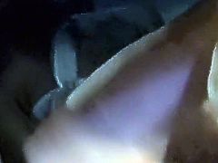 Nasty blonde gives her head in the car and gets her cunt polishes