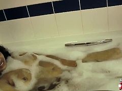 Rupali is an Indian amateur girl. Someone films her as she strips naked and gets in the bathtub. She washes herself, touching her pussy more than she should.
