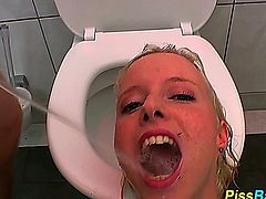 Urine chugger drinks piss and sucks cock in pee goldenshowers
