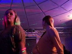 Hot tempered white whores in sultry outfits and stockings wide their legs to get their pussies tongue fucked and boffed in missionary style. Watch these babes sucking and fucking big cocks at drunk party sex in a club.